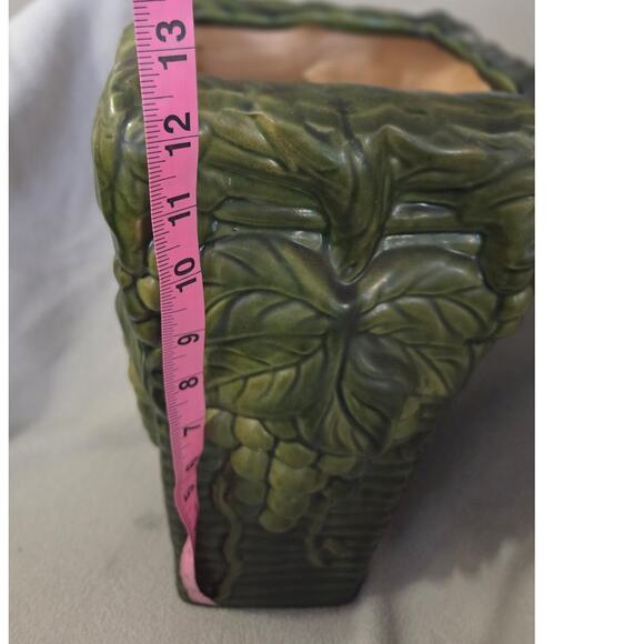 Vintage Green Majolica Grapes Art Pottery Umbrella Stand Cane Holder Large - Picture 6 of 8